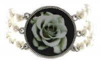 Beautiful Bella Essentials Vintage Rose Charm Triple Faux Pearl Stranded Toggle Bracelet Antique Silver Tone Beautiful Bella Essentials Vintage Rose Charm Triple Faux Pearl Stranded Toggle Bracelet Antique Silver Tone