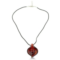 Shimmering Calla Lily Red and Blue Spiral Murano Glass Pendant, 20 Inches Long Shimmering Calla Lily Red and Blue Spiral Murano Glass Pendant, 20 Inches Long