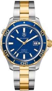 Tag Heuer Aquaracer Blue Dial Yellow Gold Plated and Stainless Steel Mens Watch WAK2120.BB0835 Tag Heuer Aquaracer Blue Dial Yellow Gold Plated and Stainless Steel Mens Watch WAK2120.BB0835