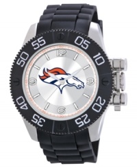 Root for your team 24/7 with this sporty watch from Game Time. Features a Denver Broncos logo at the dial. Root for your team 24/7 with this sporty watch from Game Time. Features a Denver Broncos logo at the dial.