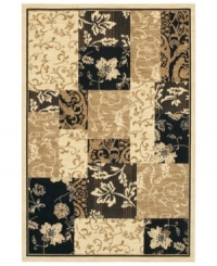 Sweeping images of leaves and flowers are mixed with black and beige block patterns on this modern rug from Karastan. Woven from pure New Zealand wool, this distinctive piece makes its high-fashion mark in nearly any decor from casual to contemporary. Sweeping images of leaves and flowers are mixed with black and beige block patterns on this modern rug from Karastan. Woven from pure New Zealand wool, this distinctive piece makes its high-fashion mark in nearly any decor from casual to contemporary.