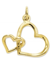 Double your affection. This cute cut-out double heart charm is crafted in polished 14k gold. Chain not included. Approximate length: 7/10 inch. Approximate width: 3/5 inch. Double your affection. This cute cut-out double heart charm is crafted in polished 14k gold. Chain not included. Approximate length: 7/10 inch. Approximate width: 3/5 inch.