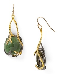 Drop earrings are dramatic in murky hues and gleaming metal. This pair from Alexis Bittar boasts over sized tourmaline stones suspended in gold and ruthenium plate. Drop earrings are dramatic in murky hues and gleaming metal. This pair from Alexis Bittar boasts over sized tourmaline stones suspended in gold and ruthenium plate.