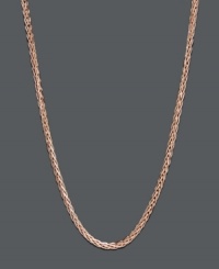 An intricate layer in trendy caramel color. This 14k rose gold chain features a wheat link design. Approximate length: 20 inches. An intricate layer in trendy caramel color. This 14k rose gold chain features a wheat link design. Approximate length: 20 inches.