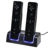 eForCity Dual Charging Station w/ 2 Rechargeable Batteries & LED Light for Wii Remote Control, Black