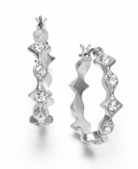 Get geometric glamour with mutl-faceted hoops. Earrings from the Lauren by Ralph Lauren collection feature round-cut crystals in an intricate silver tone mixed metal setting. Approximate diameter: 3/4 inch. Get geometric glamour with mutl-faceted hoops. Earrings from the Lauren by Ralph Lauren collection feature round-cut crystals in an intricate silver tone mixed metal setting. Approximate diameter: 3/4 inch.