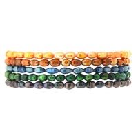 Set Of 5 Genuine Freshwater Cultured 4mm Multi Color Pearl Stretch Bracelets
