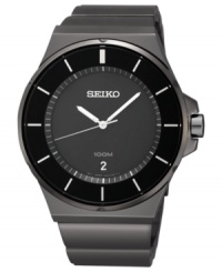 A stainless steel watch from Seiko blacked out for added style. A stainless steel watch from Seiko blacked out for added style.