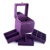 Aspire Lint Jewelry Box / Jewelry Organizer, Three-layer, 4.5 x 4.5 x 4.5 - Purple, Gift Idea