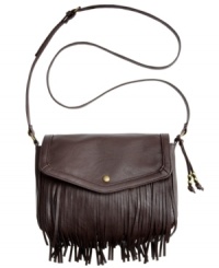 A blast from the past, this hippie-chick inspired design from American Rag is the perfect laid-back look for work or weekend. Flirty fringe and beaded tassels adorn the outside, while interior compartments stash all your essentials with ease.