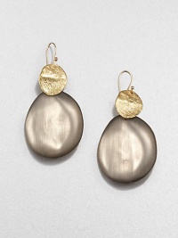 From the Lucite Collection. Textured golden wafers hold hand-painted, hand-sculpted Lucite wafers in this simple yet striking drop design.LuciteGoldtoneLength, about 2.25Ear wireMade in USA