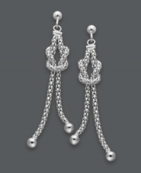 Tie your look together in Giani Bernini's chic knot earrings. Two mesh strands twist together elegantly with beaded details at the ends. Crafted in sterling silver. Approximate drop: 2 inches. Tie your look together in Giani Bernini's chic knot earrings. Two mesh strands twist together elegantly with beaded details at the ends. Crafted in sterling silver. Approximate drop: 2 inches.