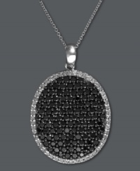 Take shape. EFFY Collection's stunning oval pendant features round-cut black diamonds (2 ct. t.w.) and white diamond edges (1/5 ct. t.w.). Set in 14k white gold. Approximate length: 18 inches. Approximate drop length: 1-1/4 inches. Approximate drop width: 7/8 inch.