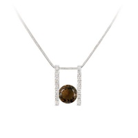 Studio 925 7ct Smokey Quartz CZ Solitaire Sterling Silver Pendant