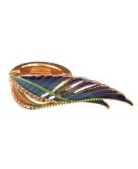 Colorful and chic, RACHEL Rachel Roy's multicolored wing stretch ring will make a striking statement whenever you wear it! Crafted in rose gold tone mixed metal and adorned with glass stones. Ring adjusts to fit finger. Colorful and chic, RACHEL Rachel Roy's multicolored wing stretch ring will make a striking statement whenever you wear it! Crafted in rose gold tone mixed metal and adorned with glass stones. Ring adjusts to fit finger.