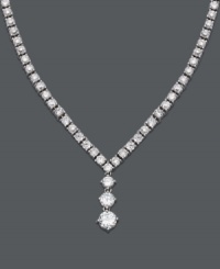 Ever since you were a little girl you loved sparkle, and some things never change. This v-shaped B. Brilliant necklace features a solid cubic zirconia chain with a graduated cubic zirconia drop (24-3/8 ct. t.w.). Approximate length: 17 inches. Approximate drop: 1/2 inch.