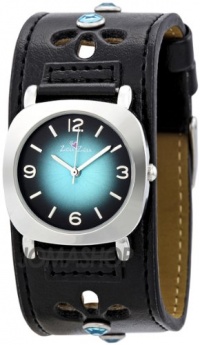 Zou Zou Blue and Black Dial Black Faux Leather Cuff Strap Ladies Watch ZRT6017 Zou Zou Blue and Black Dial Black Faux Leather Cuff Strap Ladies Watch ZRT6017