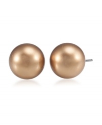 Nothing says class like a pair of smooth studs by Carolee. Earrings feature gold glass pearls (10mm) crafted in gold-plated mixed metal. Nothing says class like a pair of smooth studs by Carolee. Earrings feature gold glass pearls (10mm) crafted in gold-plated mixed metal.