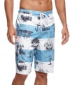 Aloha. Channel a little bit of island life with this striped board short from Izod.