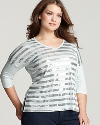 Karen Kane Plus Size Sequin Stripe Top Karen Kane Plus Size Sequin Stripe Top