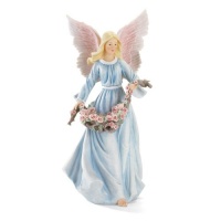 Gifts & Decor Blue Gown Dress Angel Bearing Roses Figurine Statue