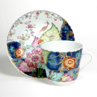 Mottahedeh Tobacco Leaf Tea Cup and Saucer Mottahedeh Tobacco Leaf Tea Cup and Saucer
