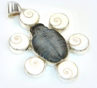 Handmade Unique Artisan Fancy Orthoceras Fossil Silver Tone Pendant Handmade Unique Artisan Fancy Orthoceras Fossil Silver Tone Pendant