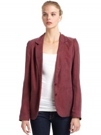 THE LOOKPadded shouldersNotched lapelButton closureDual welt pocketsBack slit with button closureTHE FITAbout 25 from shoulder to hemTHE MATERIALCupro/viscoseCARE & ORIGINDry cleanImportedModel shown is 5'10 (177cm) wearing US size 4. THE LOOKPadded shouldersNotched lapelButton closureDual welt pocketsBack slit with button closureTHE FITAbout 25 from shoulder to hemTHE MATERIALCupro/viscoseCARE & ORIGINDry cleanImportedModel shown is 5'10 (177cm) wearing US size 4.