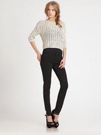 Featherweight ribbed-knit, slightly cropped in a boxy boatneck.BoatneckDropped shouldersThree-quarter sleevesAbout 19 from shoulder to hem65% cotton/30% polyamide/5% polyethyleneDry cleanImported of Italian fabricModel shown is 5'9 (175cm) wearing US size Small. Featherweight ribbed-knit, slightly cropped in a boxy boatneck.BoatneckDropped shouldersThree-quarter sleevesAbout 19 from shoulder to hem65% cotton/30% polyamide/5% polyethyleneDry cleanImported of Italian fabricModel shown is 5'9 (175cm) wearing US size Small.