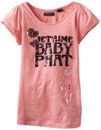 Baby Phat - Kids Girls 7-16 Sequins Print Tee, Strawberry, Small Baby Phat - Kids Girls 7-16 Sequins Print Tee, Strawberry, Small