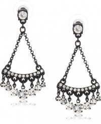 Betsey Johnson Iconic Jet Crystal Gem Chandelier Drop Earrings