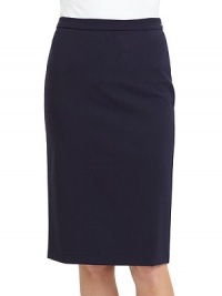THE LOOKPencil silhouette Banded waist Side zip closureBack dartsBack vented hemTHE FITAbout 25 longTHE MATERIALPolyester/wool/elastaneCARE & ORIGINDry clean ImportedModel shown is 5'9 (175cm) wearing US size 4. THE LOOKPencil silhouette Banded waist Side zip closureBack dartsBack vented hemTHE FITAbout 25 longTHE MATERIALPolyester/wool/elastaneCARE & ORIGINDry clean ImportedModel shown is 5'9 (175cm) wearing US size 4.