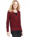 Jones New York adds festive flair to a tunic sweater with a metallic-flecked, space-dyed knit!
