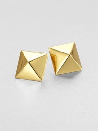 From the Locked In Collection. The power of the pyramid gleams with golden simplicity and geometric elegance in this polished stud.GoldtoneDiameter, about .75Post backImported From the Locked In Collection. The power of the pyramid gleams with golden simplicity and geometric elegance in this polished stud.GoldtoneDiameter, about .75Post backImported