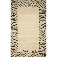 Seville Neutral Tiger Border Rug Size: 5' x 8'