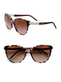 Feminine cat's-eye acetate frames get glam with Serpenti Austrian crystals. Available in vintage havana pink with brown gradient lens or black with grey gradient lens.Serpenti Austrian crystal temples100% UV protectionMade in Italy