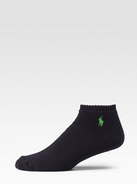 Premium athletic comfort for a morning jog or evening workout, complete with a cushioned footbed. Logo embroidery 90% cotton/8% nylon/2% spandex Machine wash Imported Premium athletic comfort for a morning jog or evening workout, complete with a cushioned footbed. Logo embroidery 90% cotton/8% nylon/2% spandex Machine wash Imported