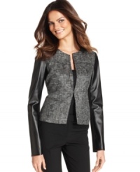 DKNYC mixes tweed and faux leather for an eclectic effect on this jacket, which wears as easily on the town as it does in the office. (Clearance) DKNYC mixes tweed and faux leather for an eclectic effect on this jacket, which wears as easily on the town as it does in the office. (Clearance)