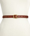 This slender, studded leather belt by Fossil is the perfect accent piece for your weekend look.