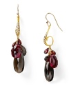 A cluster of garnet and smokey quartz stones dress up this pair of Alexis Bittar earrings, which are accented by an ornate, crystal bedecked setting.