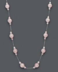 Ladylike loveliness. Show your sweet side with this sophisticated necklace with rose quartz beads (4-10 mm). Set in sterling silver. Approximate length: 18 inches. Ladylike loveliness. Show your sweet side with this sophisticated necklace with rose quartz beads (4-10 mm). Set in sterling silver. Approximate length: 18 inches.