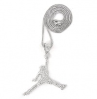 ICED OUT SILVER AIR JORDAN PENDANT & 36 FRANCO NECKLACE CHAIN ICED OUT SILVER AIR JORDAN PENDANT & 36 FRANCO NECKLACE CHAIN