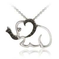 Sterling Silver Black Diamond Accent Elephant Pendant Sterling Silver Black Diamond Accent Elephant Pendant
