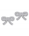 Wrap up your look with a ribbon on top! CRISLU's sparkling stud earrings feature a pretty ribbon shape decorated with round-cut cubic zirconias (1 ct. t.w.). Set in platinum over sterling silver. Approximate diameter: 1/4 inch.