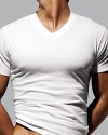 Lightweight and comfortable, this 3-pack of v-neck cotton t-shirts makes for the perfect under shirt.
