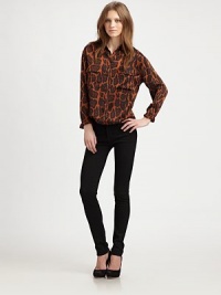 Leopard-print silk confection has a hi-low hem and safari-chic front patch pockets. Point collarButton frontFront patch pocketsLong sleevesButtoned cuffsHi-low hem hits below the hipsSilkDry cleanImportedModel shown is 5'10 (177cm) wearing US size Small. Leopard-print silk confection has a hi-low hem and safari-chic front patch pockets. Point collarButton frontFront patch pocketsLong sleevesButtoned cuffsHi-low hem hits below the hipsSilkDry cleanImportedModel shown is 5'10 (177cm) wearing US size Small.