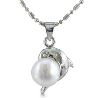 Playful Dolphin Freshwater Pearl Necklace 18-Inch Chain Playful Dolphin Freshwater Pearl Necklace 18-Inch Chain
