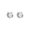 .925 Sterling Silver Rhodium Plated 4mm April Birthstone Round CZ Solitaire Basket Stud Earrings for Baby and Children & Women with Screw-back (White Topaz)