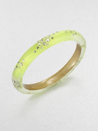 From the Lucite Wanderlust Collection. A trim bangle of hand-sculpted, hand-painted Lucite with shimmering Swarovski crystals.CrystalLuciteDiameter, about 2.5Width, about .5Hinged, with magnetic closureMade in USA From the Lucite Wanderlust Collection. A trim bangle of hand-sculpted, hand-painted Lucite with shimmering Swarovski crystals.CrystalLuciteDiameter, about 2.5Width, about .5Hinged, with magnetic closureMade in USA