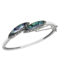 Inspire your look with ocean color. Genevieve & Grace's pretty wrap bangle features marquise-cut abalone glass and glittering marcasite. Set in sterling silver. Approximate length: 7 inches. Inspire your look with ocean color. Genevieve & Grace's pretty wrap bangle features marquise-cut abalone glass and glittering marcasite. Set in sterling silver. Approximate length: 7 inches.
